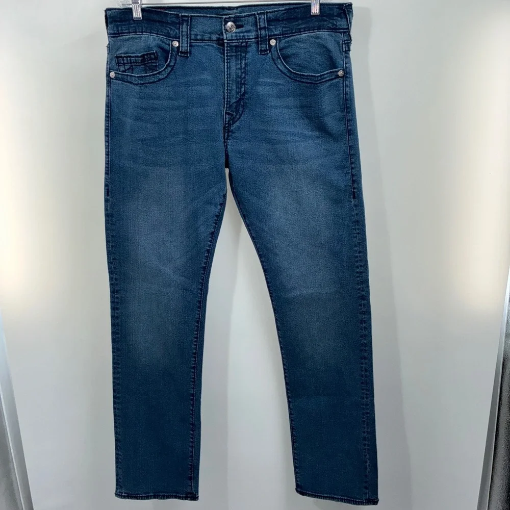 True Religion Ricky Men's 36 Blue Relaxed Straight Jeans 34